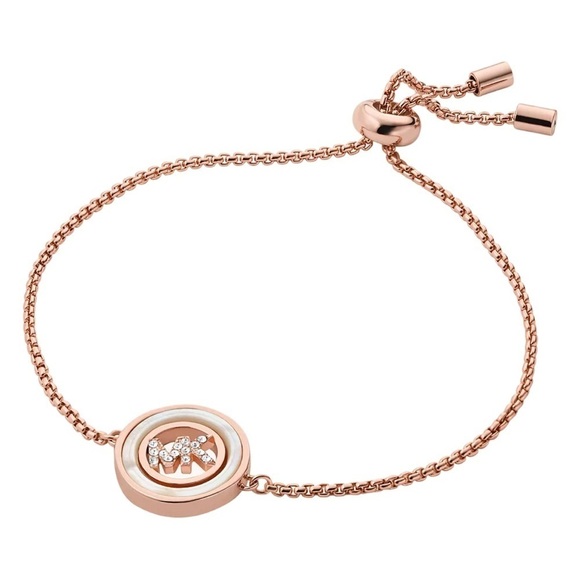 MICHAEL KORS • Rose Gold Slider Pearl Logo Bracelet - Picture 1 of 3